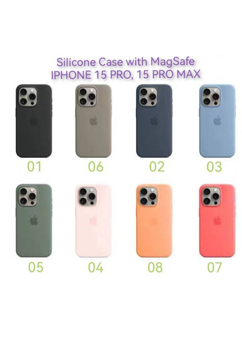 Чехол на 15 PRO Silicone Case Magsafe Full open camera магнитный для айфона 15 О Blue No Brand (369136944)