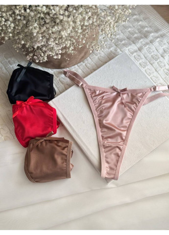 Трусики женские стринги набор 4 штуки шелковые стринги комплект трусов женских модные трусики No Brand Стрінги (365814705)