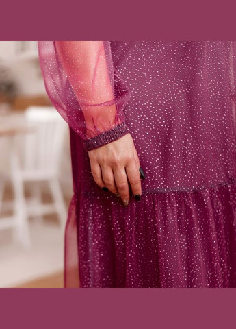 Фуксинова (кольору Фукія) сукня Minova в горошок