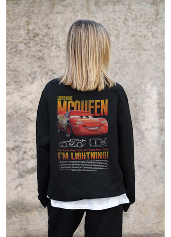 Черный женский утепленный оверсайз свитшот на флисе с принтом mcqueen Without однотонный без декора (361680379)