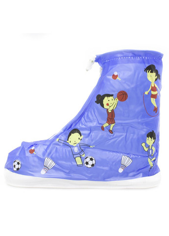 Дитячі гумові бахіли Спорт синій 23.5 см на взуття від дощу і бруду на змійці і затягуваннях Lesko (371362216)