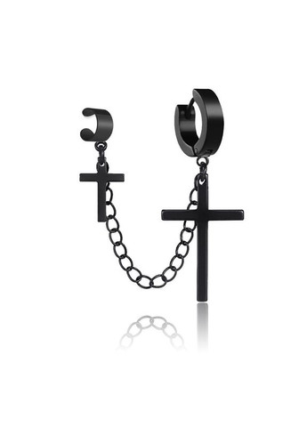 Кафф хрест хрестик сережка кліпса з хрестами на вухо чорна без проколу вгорі 1шт No Brand (338228712)