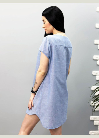Синя вільна літня сукня з льону Fashion Girl