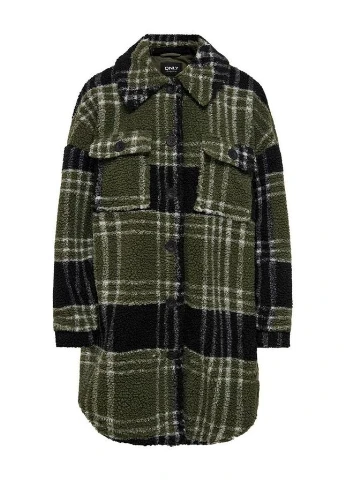Комбіноване пальто onlnewcamilla teddy shacket aop cc otw 15228399-kalamata-checks:as ss хакі 15228399-kalamata-checks: Only