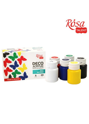Набор акриловых красок для матового декора 6×20мл Rosa Talent (362661200)
