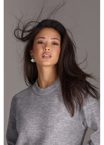 Серое повседневный женское платье из шерстяной пряжи (2792) Triko Bakh