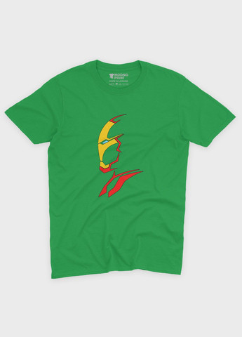 Зелена демісезонна футболка для хлопчика з принтом супергероя - залізна людина (ts001-1-keg-006-016-020-b) Modno