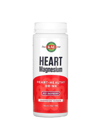 Магній таурат Heart Magnesium з малиновим смаком для теплого напою 445 г порошку KAL (266343379)
