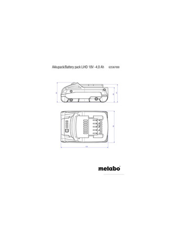 Акумулятор 18 В 4.0 Агод LiHD 2 генерація(Картон) 625367000 (8170) Metabo (295041300)