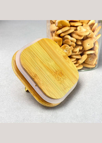 Банка стеклянная квадратная для сыпучих 900 мл Rosett с бамбуковой крышкой No Brand (334011004)