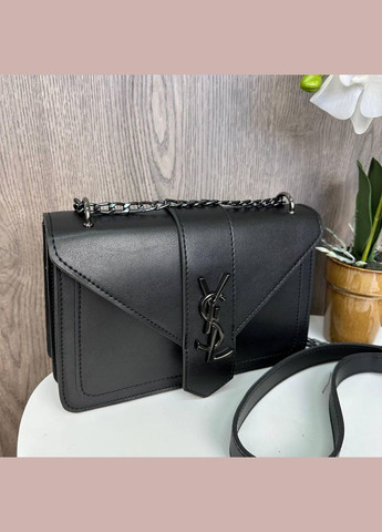 Жіноча міні сумочка клатч на плече з ланцюжком із екошкіри чорний з нікелем (sku_1234) No Brand (330576032)