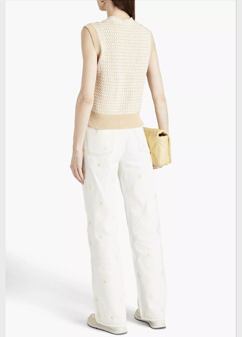 Кремовые джинсы с вишивкой Sandro страйти висока талія Sandro Paris - (322854894)