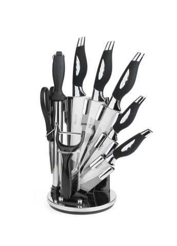 Набір кухонних ножів з підставкою 9 предметів No Brand чорний,