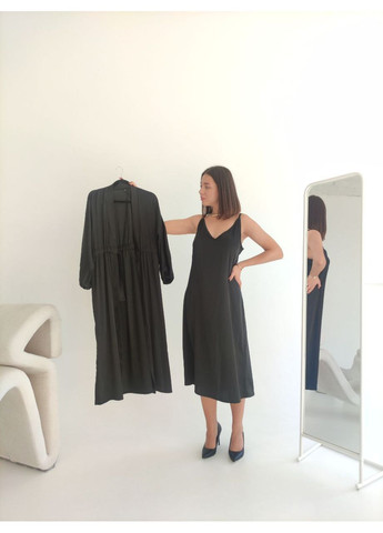 Черная всесезон masoli шелковый домашний комплект No Brand