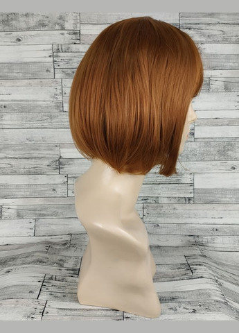 Парик женский каре прямой с челкой и пробором искусственный рыжий () No Brand 6279 (316322740)