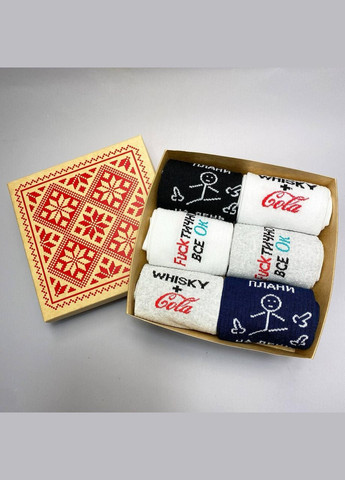 Комбіновані бокс чоловічих шкарпеток 40-45 на 6 пар у подарунковій коробці Vakko (306940913)