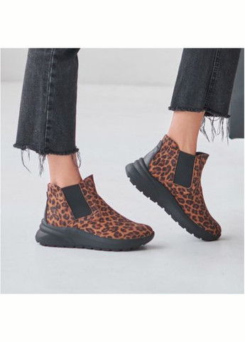 демисезонные ботинки (челси) под леопард на резинке натуральный нубук/байка р.36 (17641) Vm-Villomi
