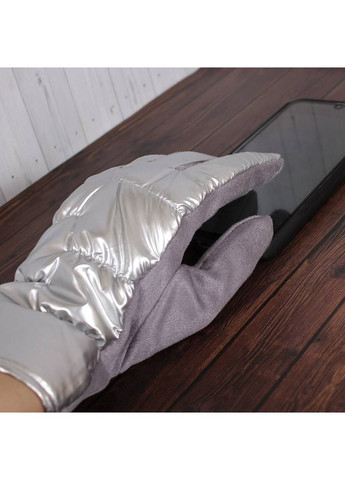 Перчатки женские текстильные D24097-2T серебристые демисезонные сенсорные De Esse (306709371)