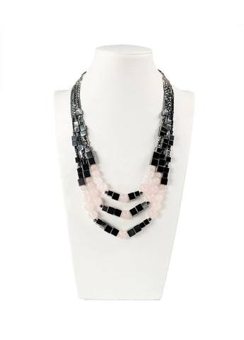 Намисто "Мегаполіс" Рожевий кварц, Гематит Fursa fashion (402633789)