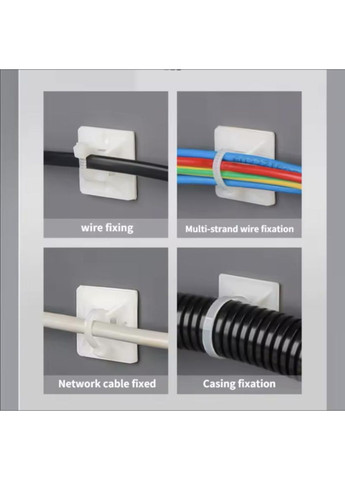 Органайзер Фіксатор кабелю під стяжки хомут тримач самоклеючий майданчик 3M 15 шт Чорний Captain (358934951)