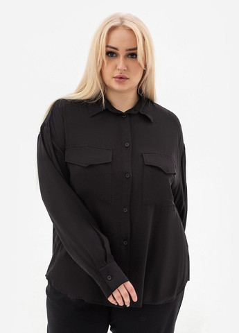 Черная рубашка однотонная Garne