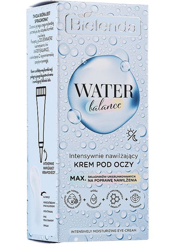 Зволожувальний крем для очей Water Balance Moisturizing Eye Cream 15ml (1089445-82820) Bielenda (368601306)