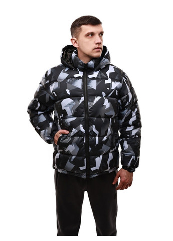 Чорно-біла зимня куртка зимова чоловіча No Brand