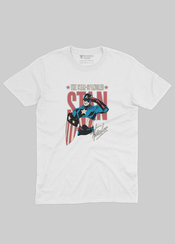Белая демисезонная футболка для девочки с принтом супергероя - капитан америка (ts001-1-whi-006-022-002-g) Modno