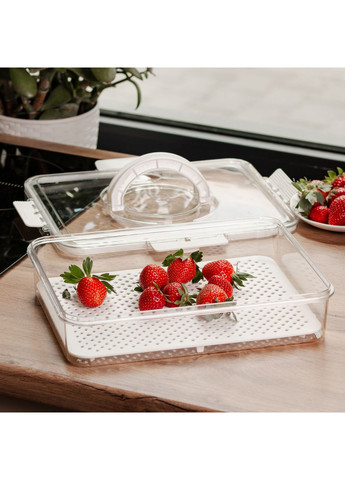 Контейнер для їжі з ручкою 2,5 л бежевий пластиковий ланч-бокс для зберігання продуктів та їжі ProDobro (364192102)