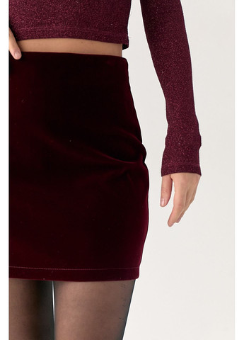 Бордовая короткая бархатная юбка Lurex