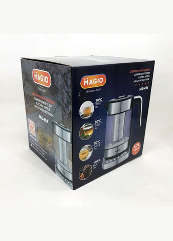 Электрочайник MG-494, чайник прозрачный с подсветкой, чайник дисковый, электрочайник с подсветкой Magio (364663905)