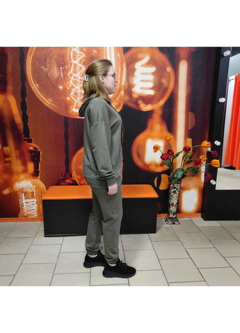 Костюм жіночий двонитка штани толстовка замок 52 хакі AKSAN (350349563)