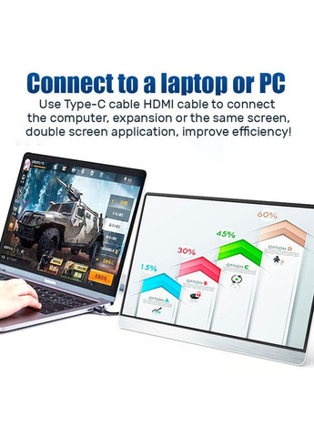 Монітор портативний 161FIJ / 16.1'' / IPS / 1920x1080 / Type-C / HDMI / jack 3.5 мм / другий екран No Brand (322819119)