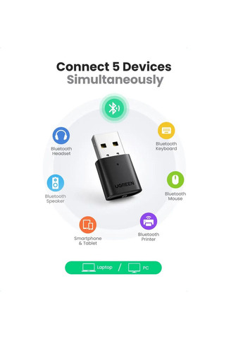 Адаптер (UGR-80889) (UGR-80889) Ugreen CM390 USB Bluetooth 5.0 Adapter (361347702)