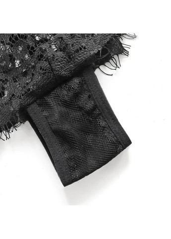 Черный демисезонный черный кружевной комплект нижнего белья с поясом-юбкой. черное женское нижнее белье размера s-xl China