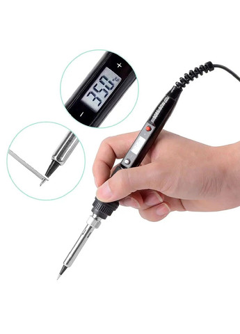 Паяльник з регулюванням температури змінними жалами дисплеєм набором аксесуарів чохлом 80W (481165-Prob) Unbranded (355692602)