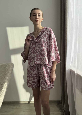 Розовая всесезон пижама коллекции «буйность» (рубашка, шорты) VIDCHUY