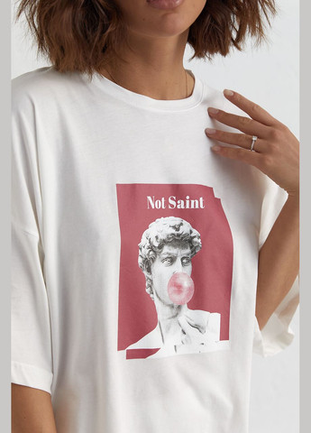 Жіночий костюм з футболкою oversize та велосипедками - світло-сірий колір, S (sku_1313) No Brand (315391004)