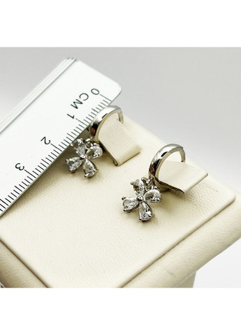 Серьги-кольца серебряные с кубическим цирконием "Цветок" 2,75 г No Brand (369737804)