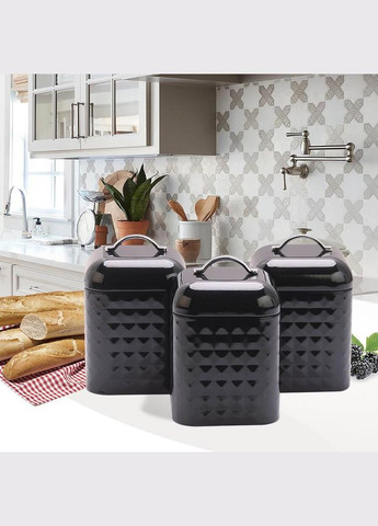 Набір металевих ємностей (чай, кава, цукор) 3 шт (MR-1676-3S-BLACK) Maestro (334008619)