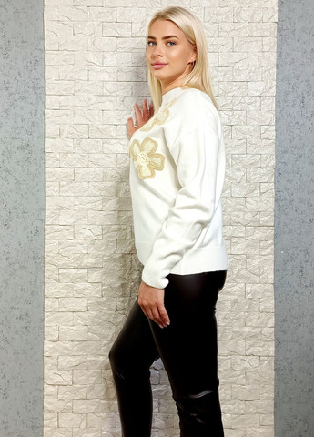 Білий зимовий светр джемпер OOTD з аплікацією