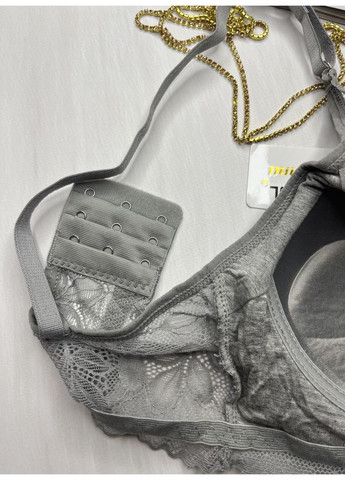 Серый топ топ-бюстгальтер кружевной без косточек Beisdanna без косточек спандекс, нейлон