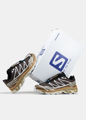 Коричневые всесезонные кроссовки мужские salomon xt-6 soft ground kangaroo brown beige | саломон хт-6 коричневые бежевые No Brand