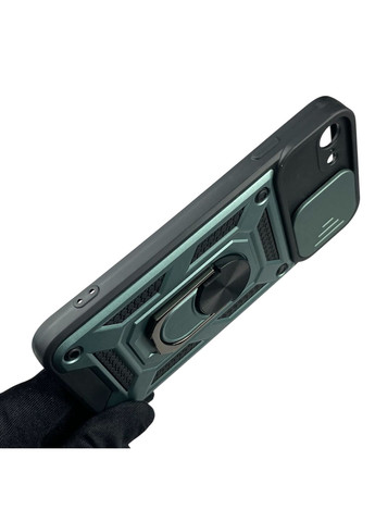 Чехол для iPhone SE 2020 бронированный с кольцом со шторкой на айфон се 2020 зелёный rg1 Apple (366390847)