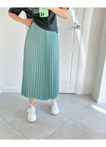 Мятная праздничный, офисная, кэжуал однотонная юбка женская длинная плиссированная Style Point плиссе