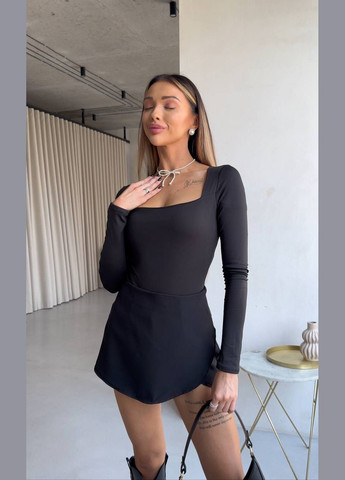 Жіноча чорна коротка спідниця-шорти міні із костюмної тканини No Brand (315800529)