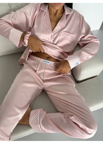 Рожева всесезон ніжна піжама сорочка + брюки No Brand