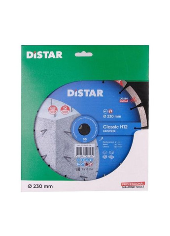 Алмазний диск відрізний для бетону 1A1RSS/C3-W 230x2.4/1.6х12x22.23-16 Сегментний диск для армобетону та цегл (10076) Distar (298574681)