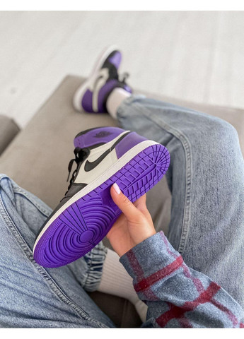 КРОСІВКИ ЖІНОЧІ NIKE AIR JORDAN 1 RETRO MID VIOLET WHITE BLACK НАЙК АІР ДЖОРДАН No Brand чорні демісезони (367177381)