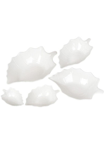 Набір 4 порцелянових салатника "White City Лист" 700мл, біла порцеляна Bona (372173201)